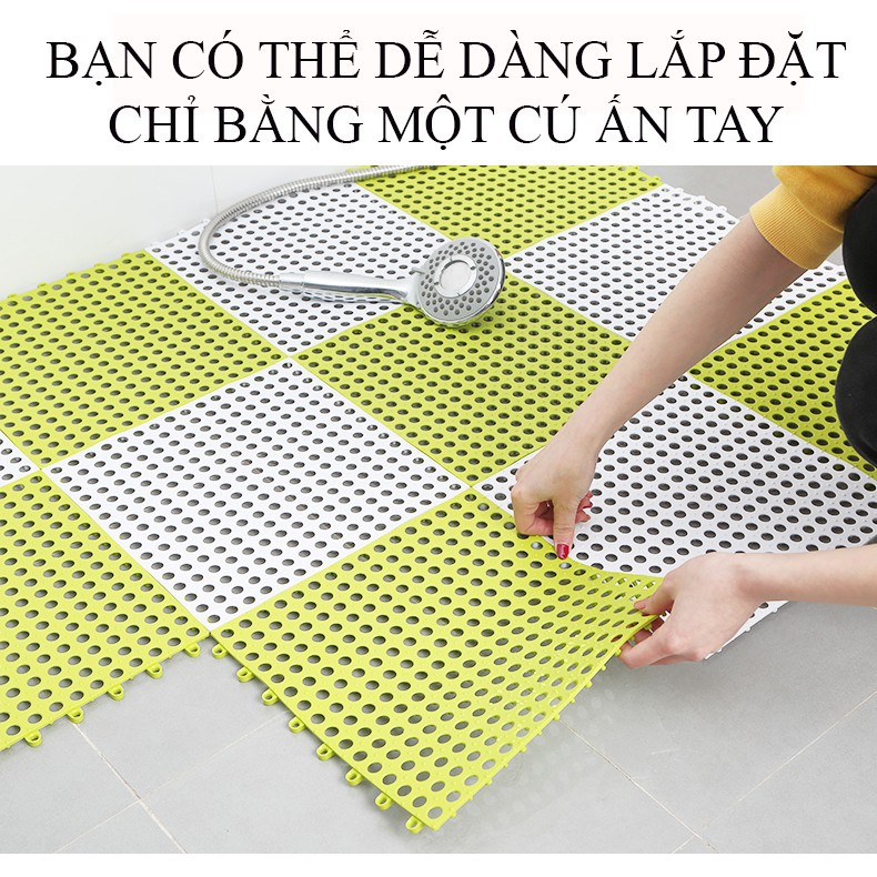 Tấm lót sàn / thảm nhựa lỗ lót sàn, chống trơn trượt / kháng khuẩn cho sàn nhà tắm / nhà bếp. Lắp ghép dễ dàng