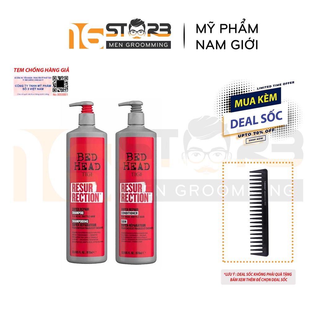 [Chính Hãng 100%] Dầu Gội Xả Phục Hồi Hư Tổn Tigi Bed Head Resurrection Super Repair Shampoo &amp; Conditioner 970ml