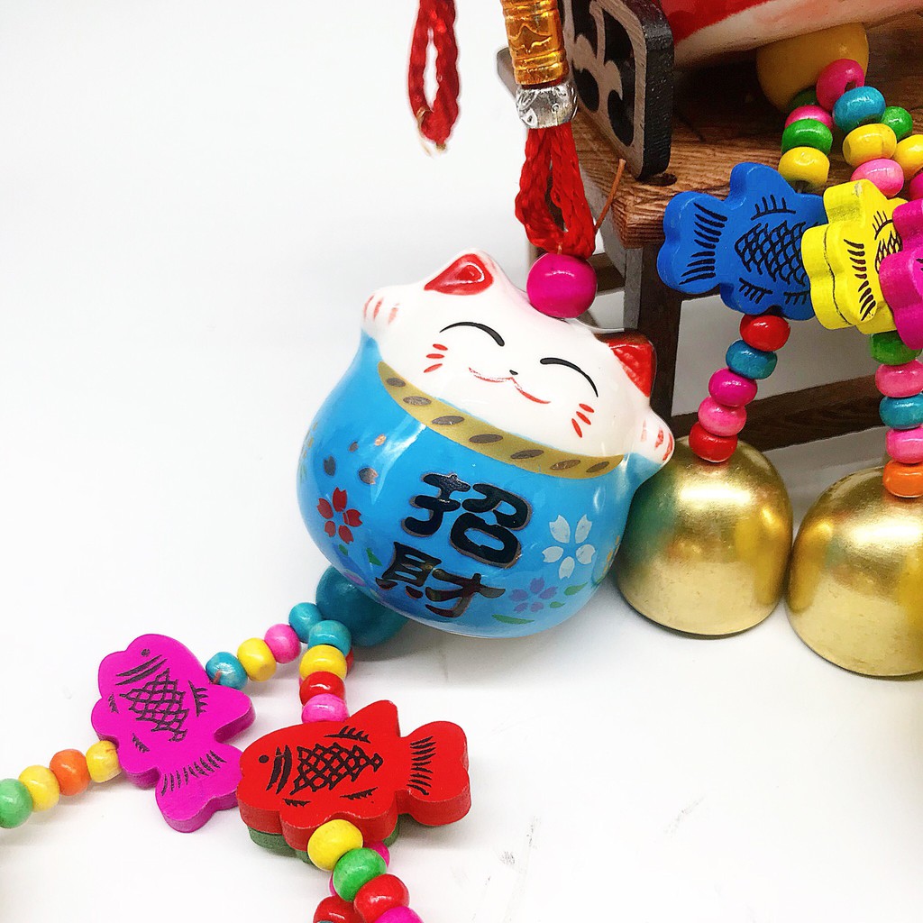 Chuông gió mèo sứ phong thủy tài lộc trang trí nhà cửa | BigBuy360 - bigbuy360.vn
