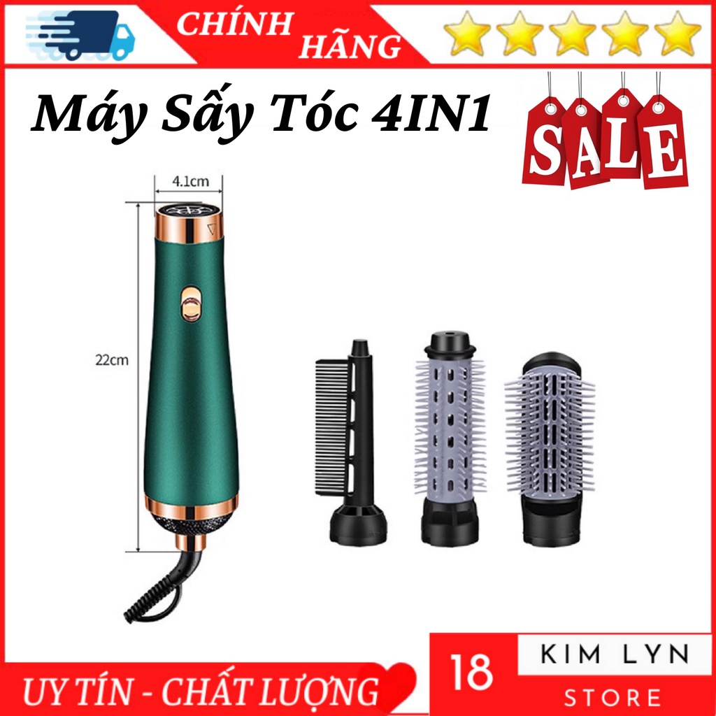 Máy Sấy Tóc Tạo Kiểu Đa Năng 4 IN 1 Uốn Duỗi Sấy Tạo Bồng Uốn Cụp Chuẩn Salon- Bảo Hành 12 Tháng