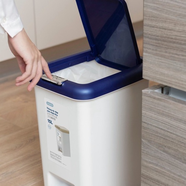 Thùng rác nhựa lật Hiro 15L - Thân thiện với môi trường, Thiết kế thông minh, Chất lượng Nhật Bản