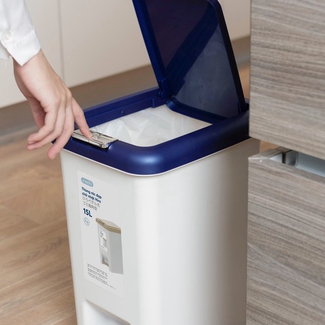 Thùng rác nhựa lật Hiro 15L - Thân thiện với môi trường, Thiết kế thông minh, Chất lượng Nhật Bản