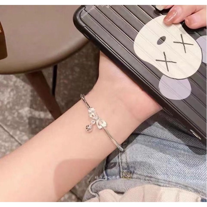Lắc tay mạ bạc s925 hình nơ Ula Shop phong cách Hàn Quốc new arrival Thanh lịch cute VT13