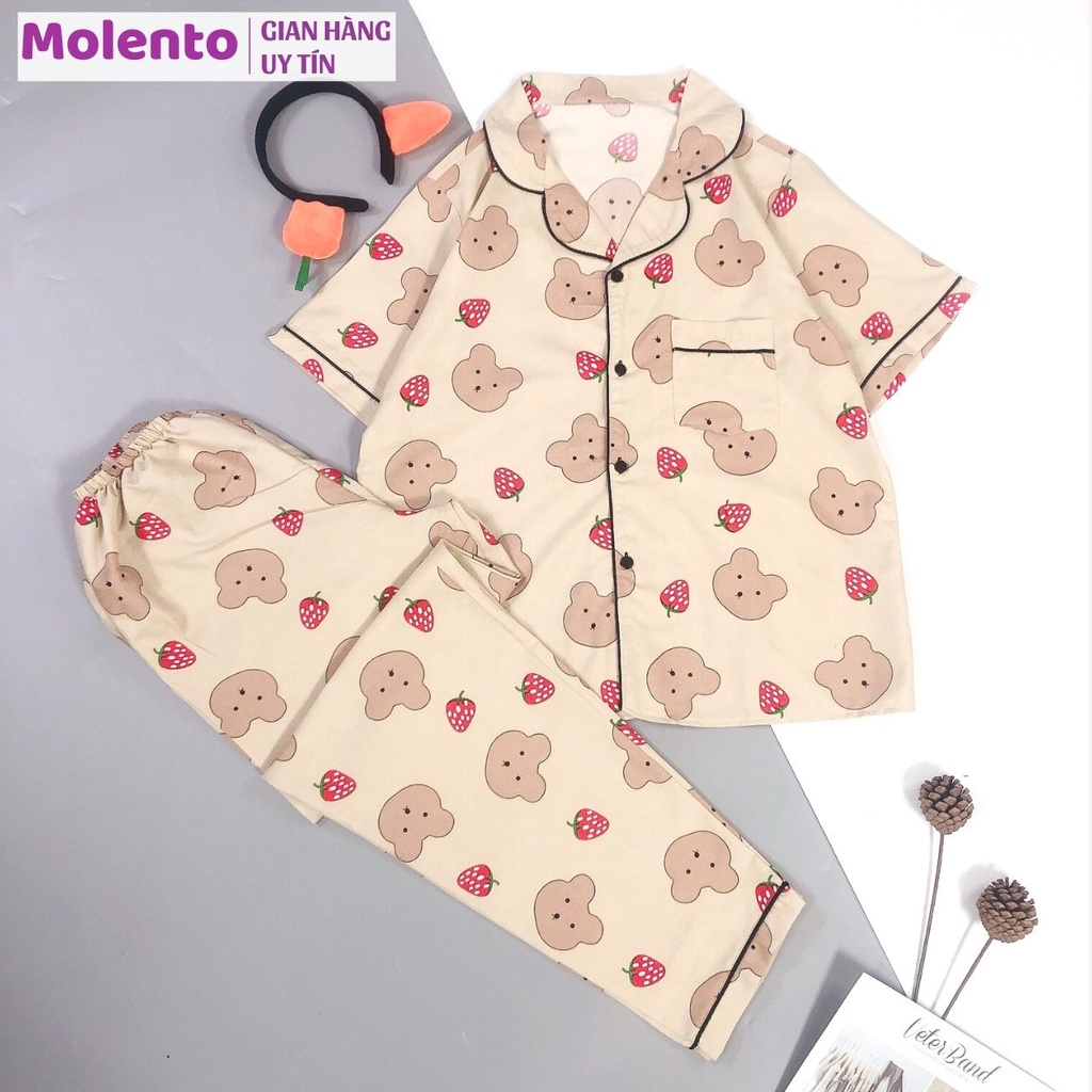 Bộ mặc nhà nữ thu đông Molento cộc tay quần dài chất kate thái loại 1 siêu nhẹ, thoáng mát - M55 | BigBuy360 - bigbuy360.vn