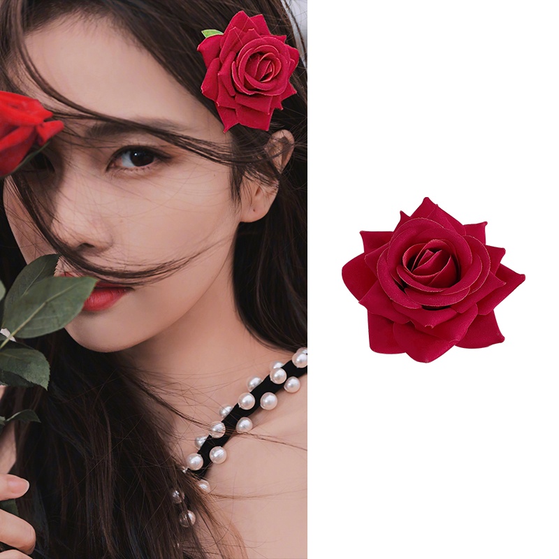 Kẹp Tóc Hoa Hồng Đỏ Cho Nữ