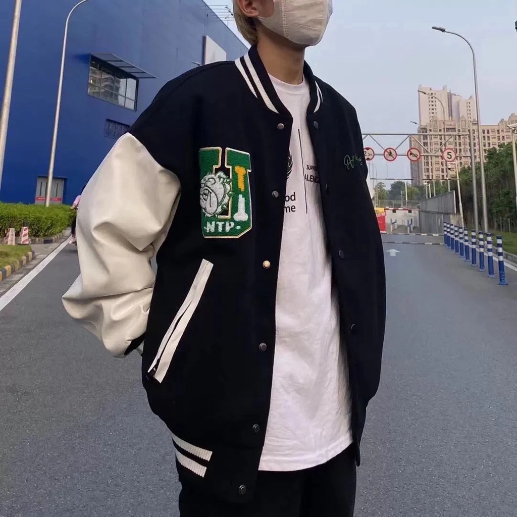 Áo varsity UNDERTRAP DOG jacket  ullzang - Áo khoác bomber unisex nam nữ 4 màu unisex phối bo siêu hot - LP.STORE
