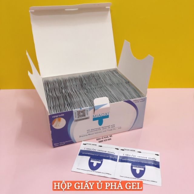 Hộp giấy bạc ủ phá gel/bột (một hộp 204 miếng giấy phá gel rất nhanh, an toàn, không cần Acetone)