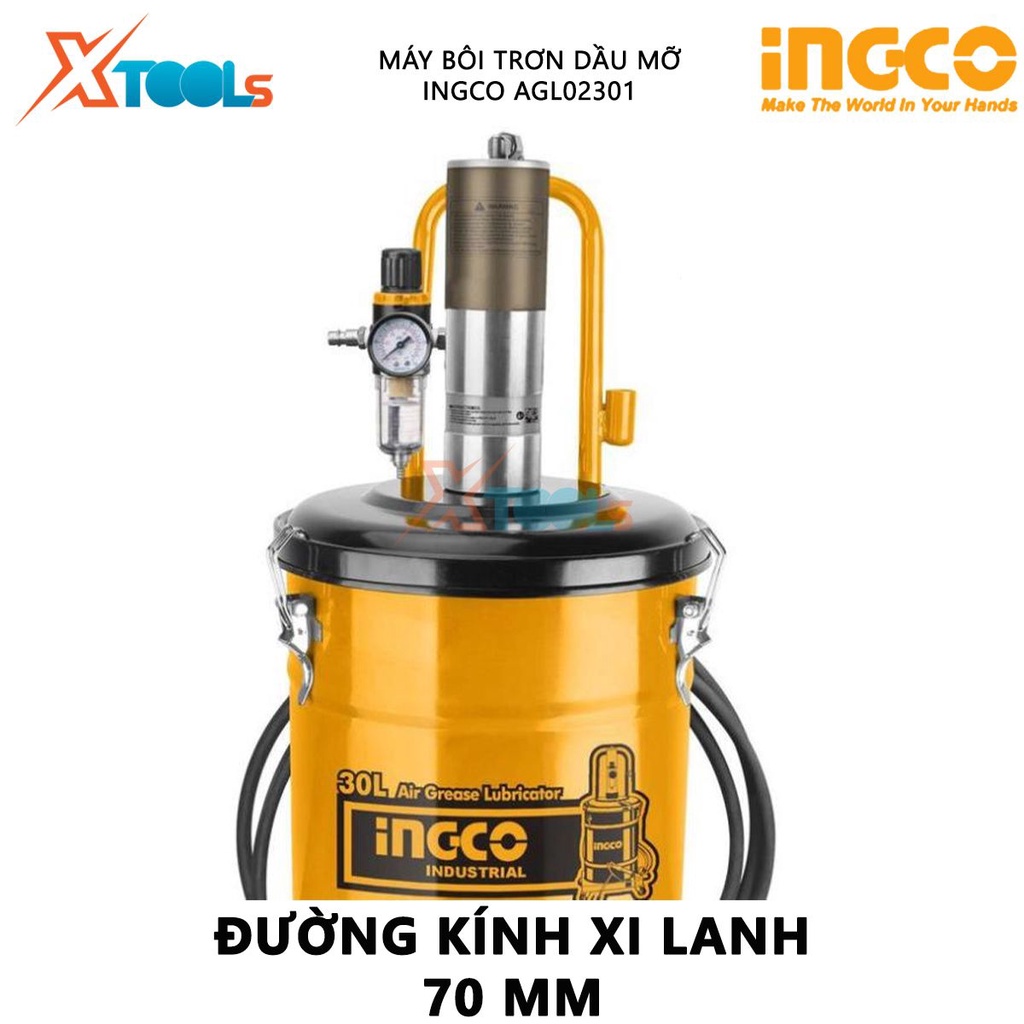 Máy bôi trơn dầu mỡ INGCO AGL02301 | mỡ bôi trơn Chiều dài ống mỡ 5M, Áp suất làm việc 6-8 bar, 315 x 430mm, lượng khí 6