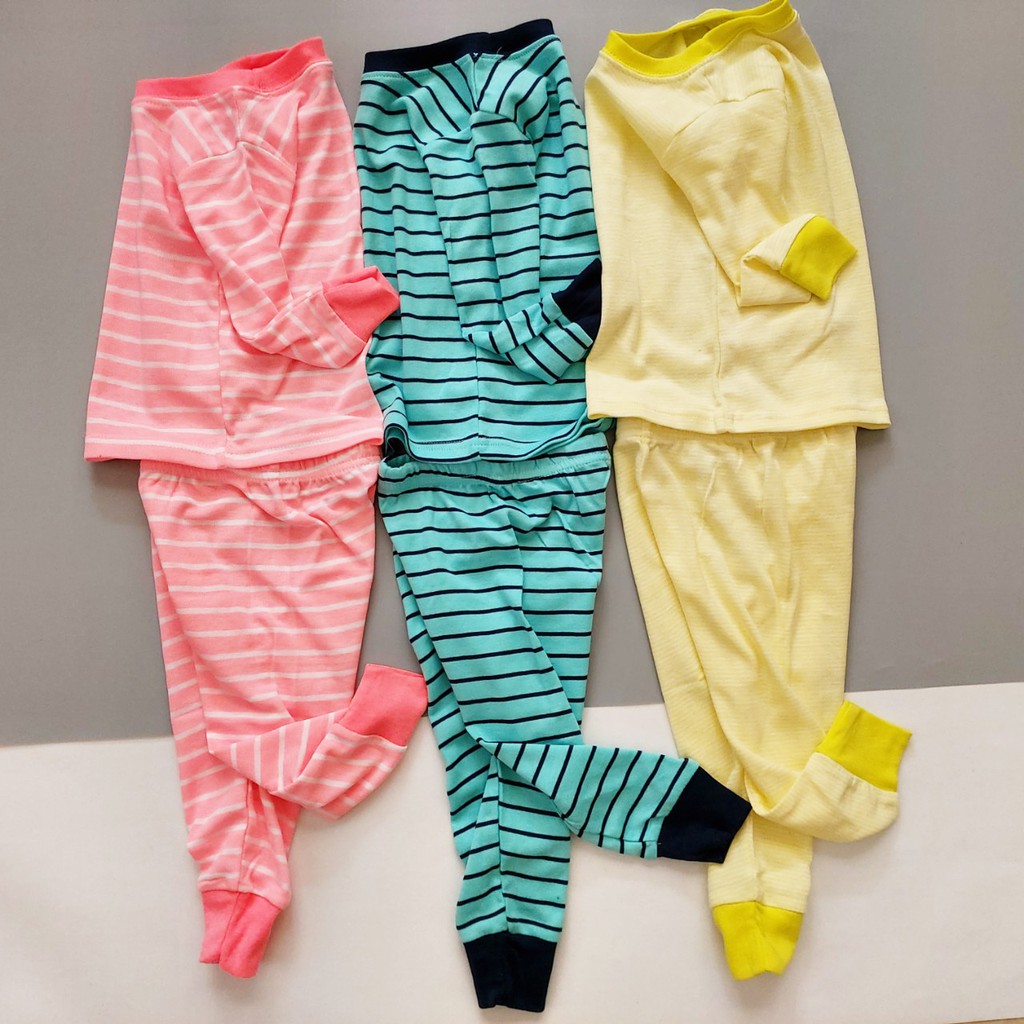 [THANH LÝ] Bộ cotton kẻ dài tay cho bé trai và bé gái