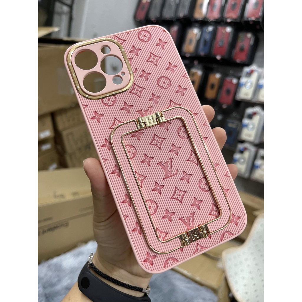 lỐp ưng iphoneỐp điện thoại da in nổi logo LV sang trọng lưng chữ H có ring chống cho IPHONE X XS 11 12 13 PRO / MAX