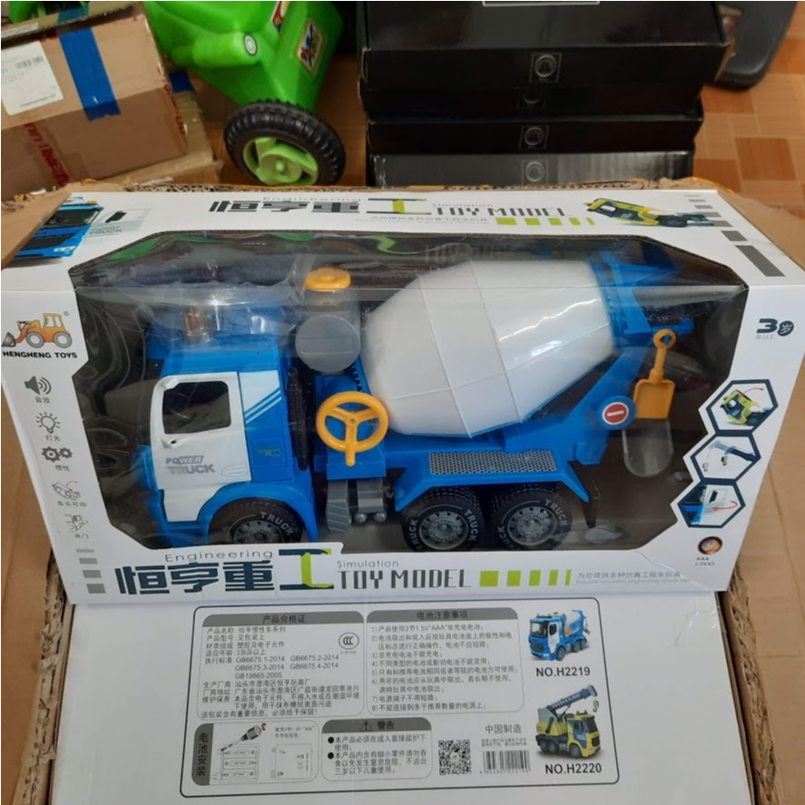 Xe ô tô chở bê tông MIXER TRUCK đồ chơi trẻ em mô hình xe cỡ lớn có âm thanh và đèn mở được cửa