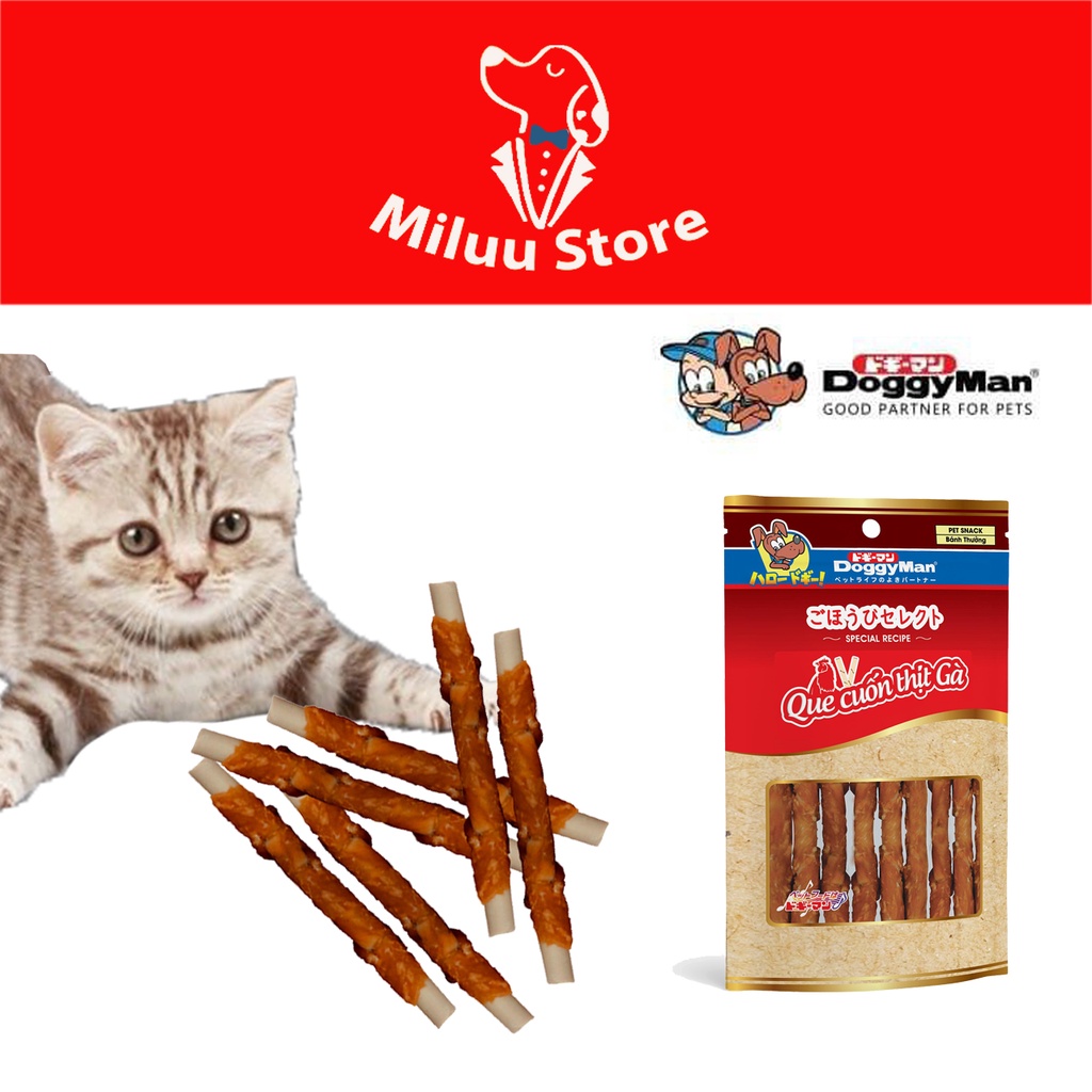 Que cuốn thịt gà 10 cây DOGGY MAN (100g) [THỨC ĂN CHO CHÓ] (82059-tp)