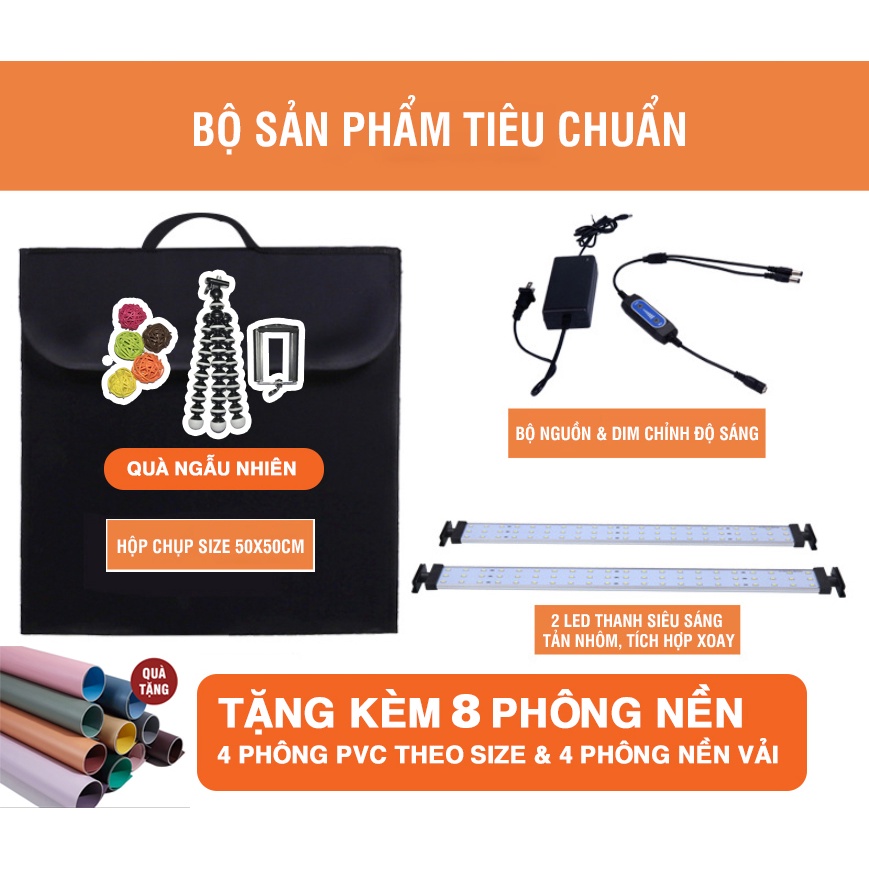 (Tặng kèm 8 phông nền) Hộp đèn chụp ảnh sản phẩm chuyên nghiệp TIANRUI (Đã gồm LED Và DIM điều chỉnh độ sáng)