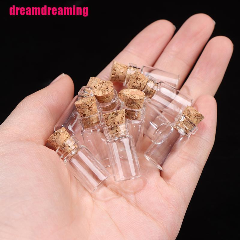 Set 10 Lọ Thủy Tinh Nhỏ Có Nút Bần Kích Thước 11x22mm Dùng Trong Trang Trí Tiệc Cưới