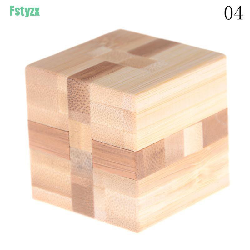 fstyzx Fashion IQ Brain Teaser Kong Ming Lock Wooden Interlocking Burr 3D Puzzles Game Toy Gift