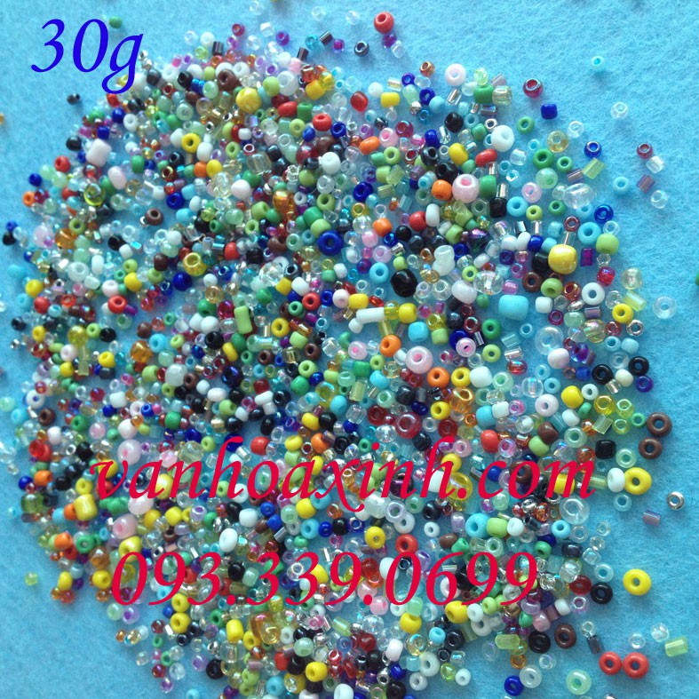 Hỗn hợp 30g cườm cát đa dạng kiểu/ size/ màu khác nhau khoảng 1000 hạt