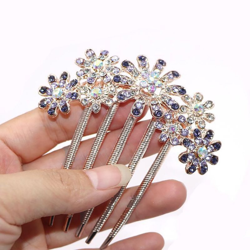 Lược cài tóc hình hoa đính đá lấp lánh kiểu dáng xinh xắn