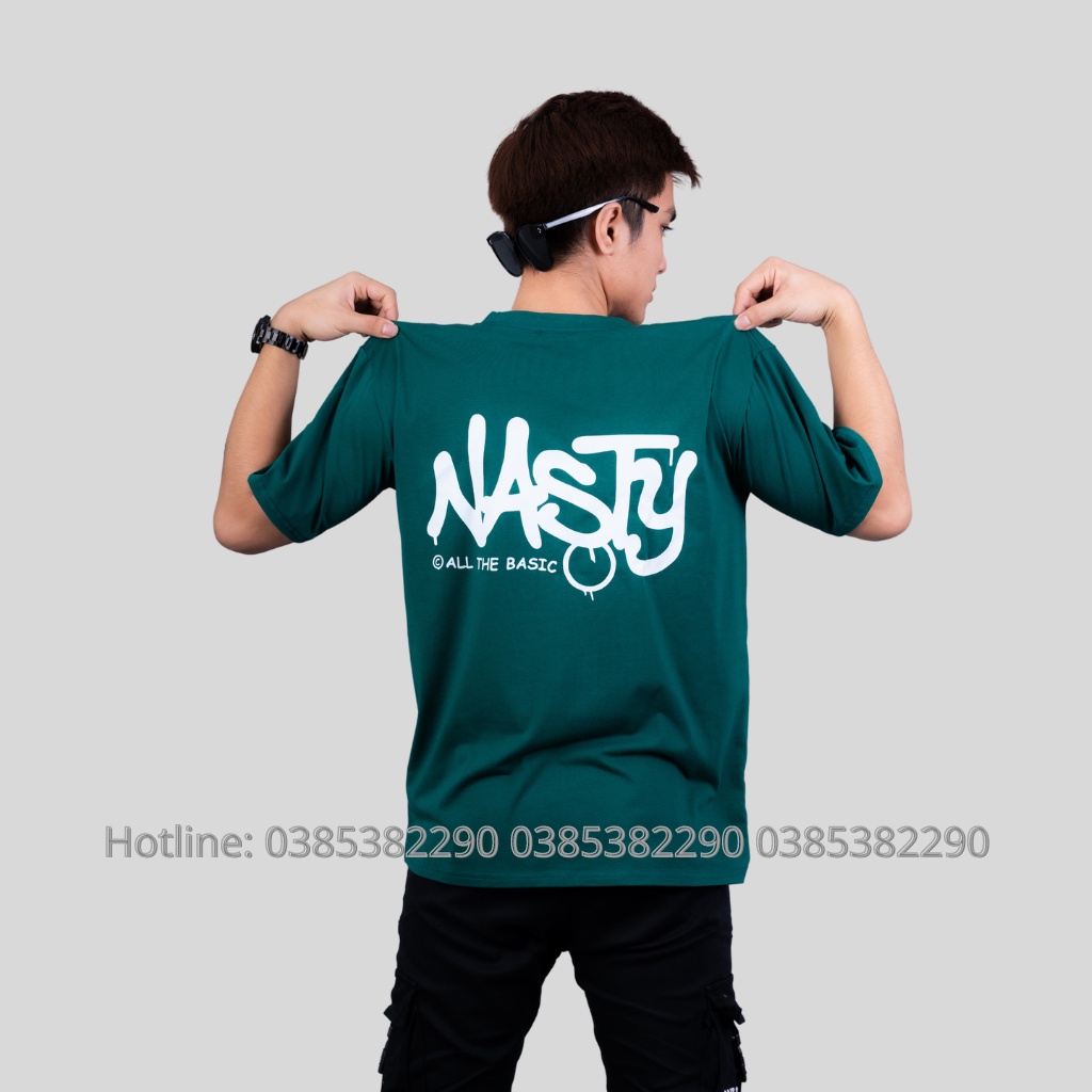 Áo thun tay lỡ in chữ NASTY , áo phông unisex cotton cực chất