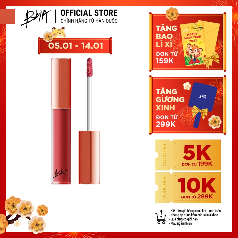 Son Kem Lì Bbia Last Velvet Lip Tint Version 4 - 20 More Mature (Màu Đỏ Ánh Hồng) 5g - Bbia Official Store