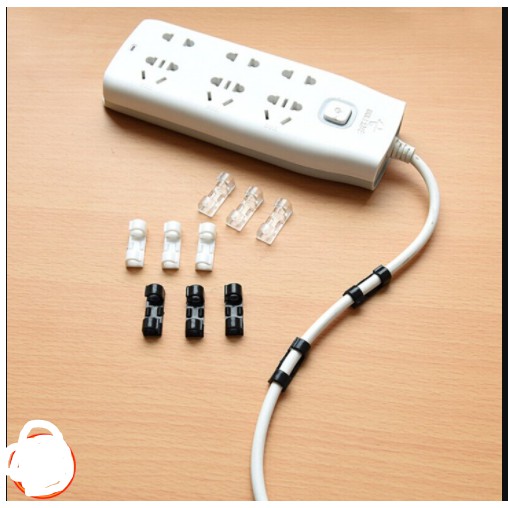 Bộ 20 kẹp nhựa cố định dây cáp điện dán tường dán bàn