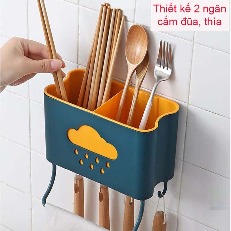 Ống đũa dán tường 2 lớp, ống đựng đũa nhiều màu sang trọng tiện lợi DEXI