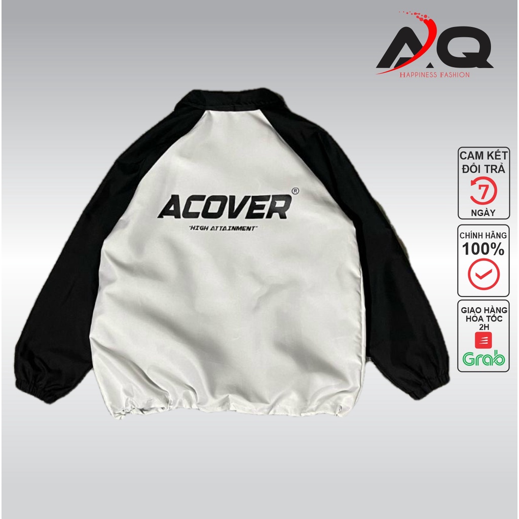 Áo bomber dù varsity ACOVER áo bóng chày dây kéo form rộng nam nữ Uniex AQ STORE