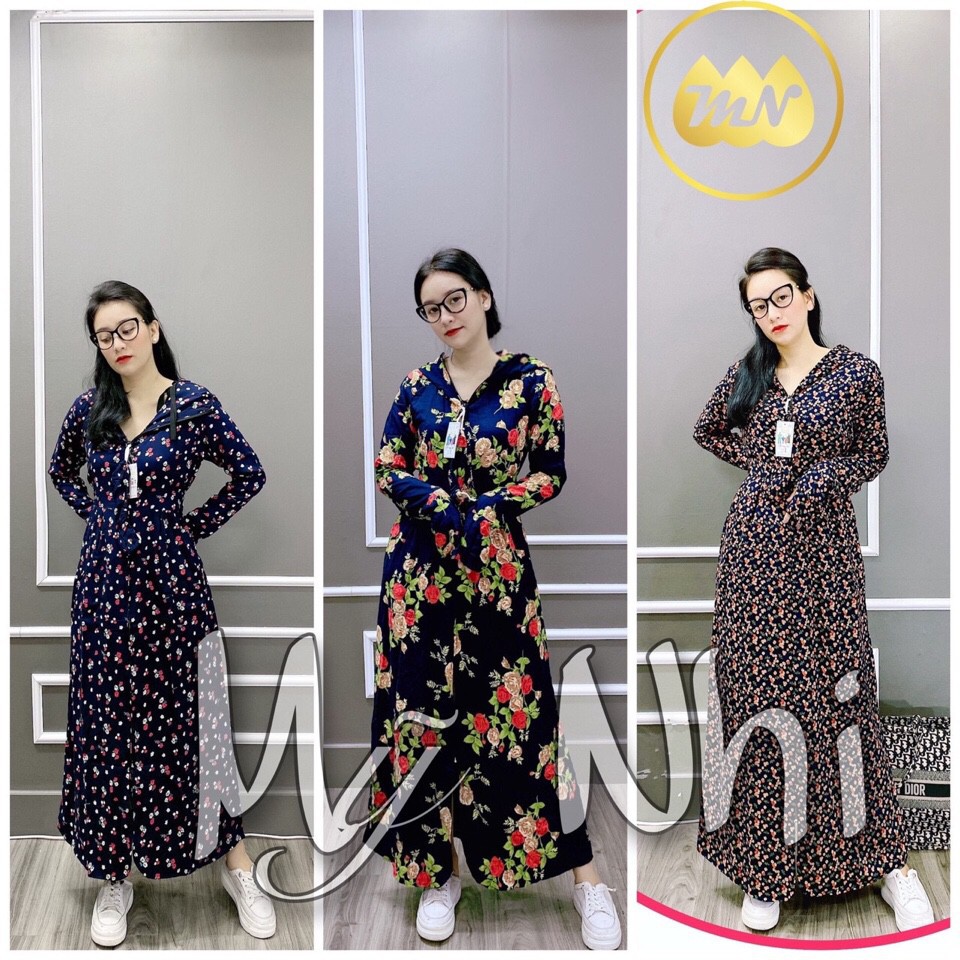 Áo chống nắng nữ toàn thân lanh nhung Nhật 2 lớp họa tiết hình dài kín chân - ao chong nang nu 2 lop | BigBuy360 - bigbuy360.vn