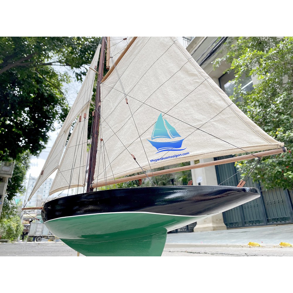 Du thuyền buồm trang trí Penduick gỗ tự nhiên dài 65cm, mô hình thuyền gỗ mỹ nghệ, quà tặng khai trương tân gia