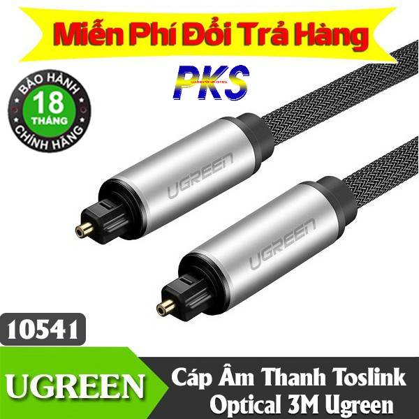 Cáp audio quang Toslink, Optical 3 Mét Ugreen 10541 vỏ nhôm - UG 10541