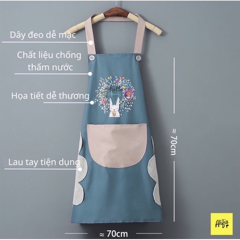 Tạp Dề Cao Cấp Thiết Kế Chỗ Lau Tay 2 Bên Chống Thấm Có Túi Tiện Lợi