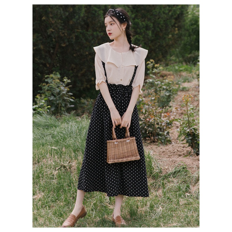 Đầm Hai Dây Họa Tiết Chấm Bi Phong Cách Pháp Thời Trang Mùa Hè Mới 2022 Cho Nữ