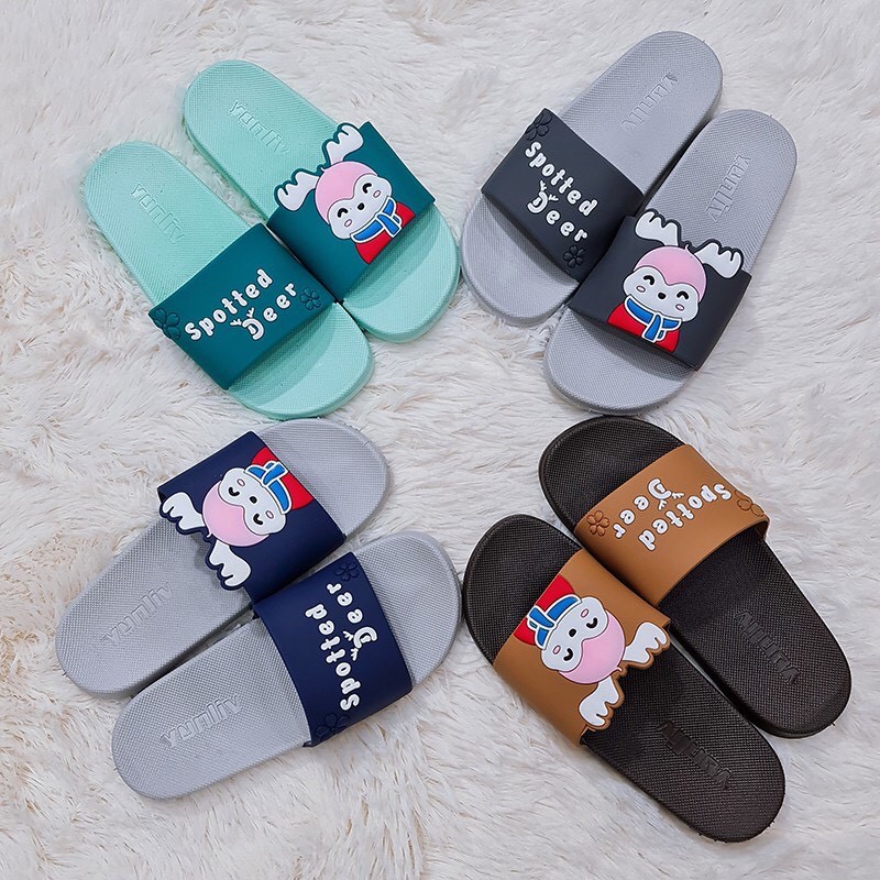 DÉP CAO SU QUAI NGANG ĐI TRONG NHÀ  UNISEX THỜI TRANG ULZZANG IN NỔI 3D TUẦN LỘC CỰC XINH