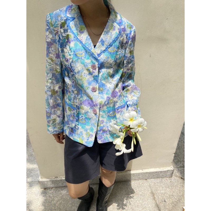 Áo blazer hoạ tiết hoa 2hand