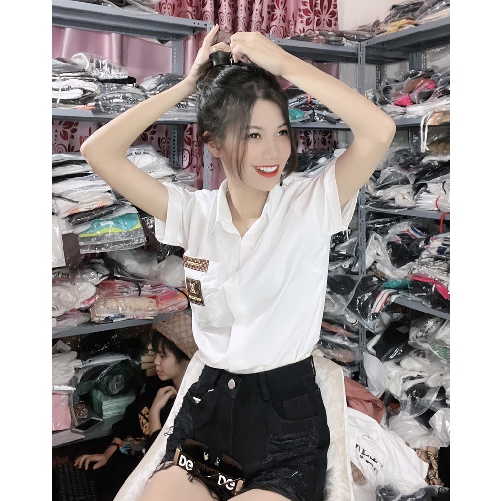 Sơ Mi Tay Lỡ Hình Form Rộng LV Dày Mịn Thoáng Mát Thiết Kế Thời Trang Kiểu Dáng Năng Động Trẻ Trung