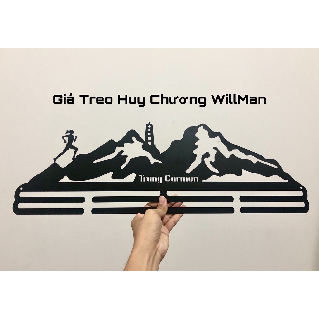 Giá treo huy chương chạy bộ nam - leo núi - Sắt sơn tĩnh điện