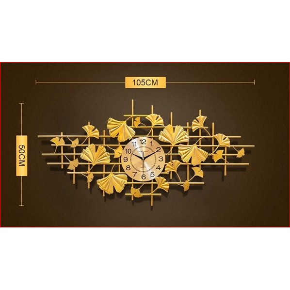 Đồng hồ treo tường trang trí phong cách hiện đại Lá sen vàng Lian2819 chính hãng