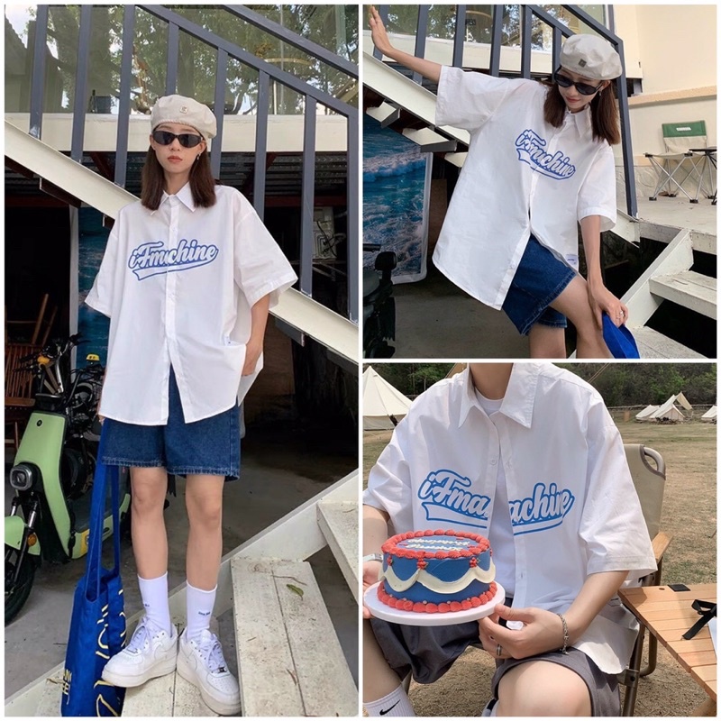Áo sơ mi Ifm Chất thô lụa dầy đẹp from to, unisex tay lỡ nam nữ mặc được