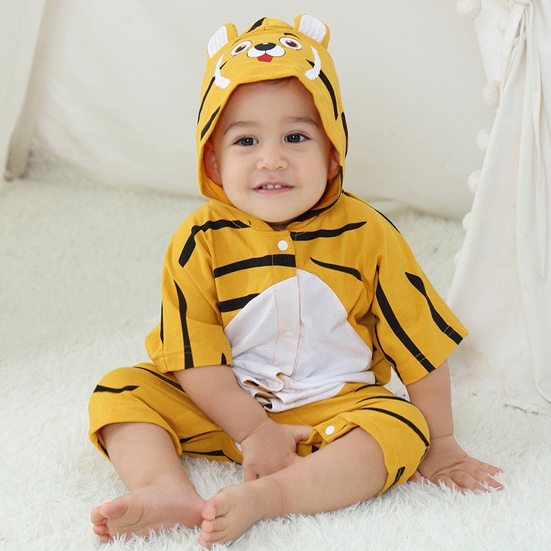 Áo Hoodie Ngắn Tay In Hình Động Vật Dễ Thương Cho Bé