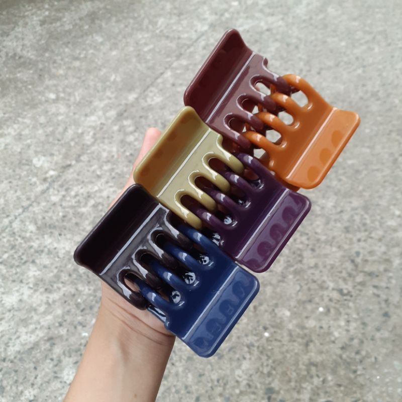 Kẹp tóc vuông 8 răng  màu bóng