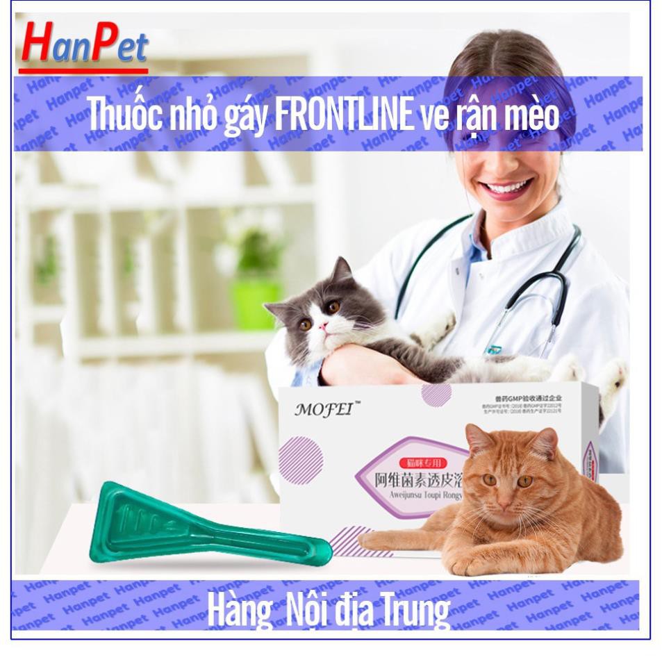 Hanpet.GV- Nhỏ gáy trị ve rận FRONTLINE FLUS (2 loại Nội địa Trung & Pháp) dùng nhỏ sống lưng sạch rận bọ chét chó mèo