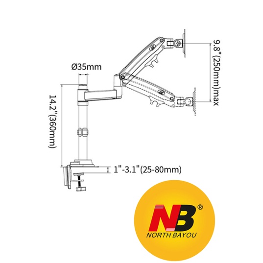 [RẺ NHẤT HIỆN NAY] [Chính Hãng] Giá treo màn hình máy tính NB H100 22inch - 35inch (gắn bàn) - Xoay 360 độ