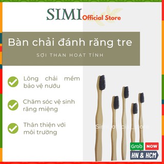 Bàn chải đánh răng bàn chải tre than hoạt tính bàn chải lông mềm làm sạch chăm sóc vệ sinh răng miệng trẻ em gia đình