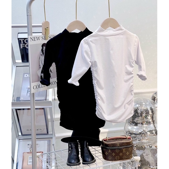 Đầm body dây rút tay dài bé gái