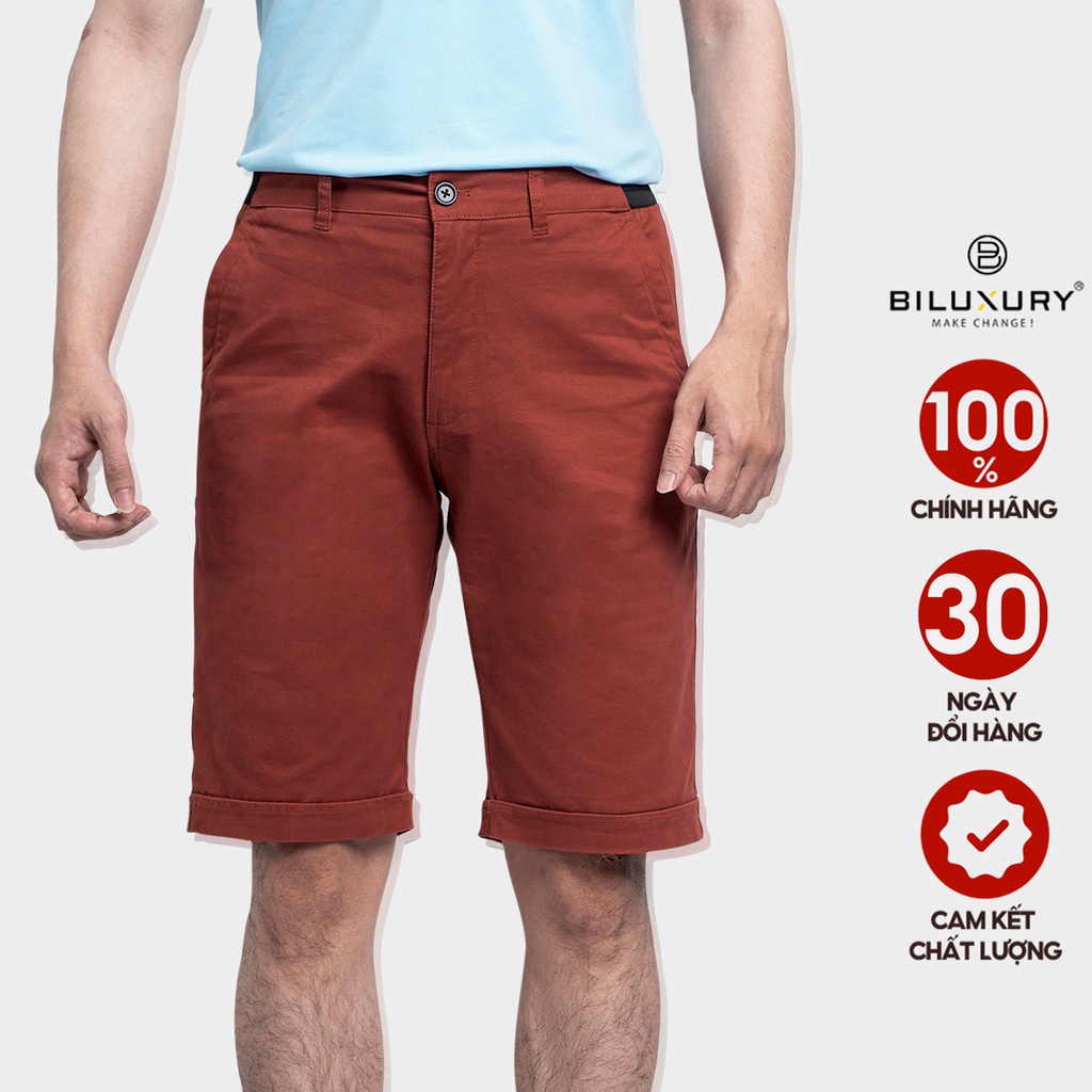Quần đùi nam Biman By Biluxury 5QNKB002CAM short ngố kaki mềm mại co giãn nhẹ