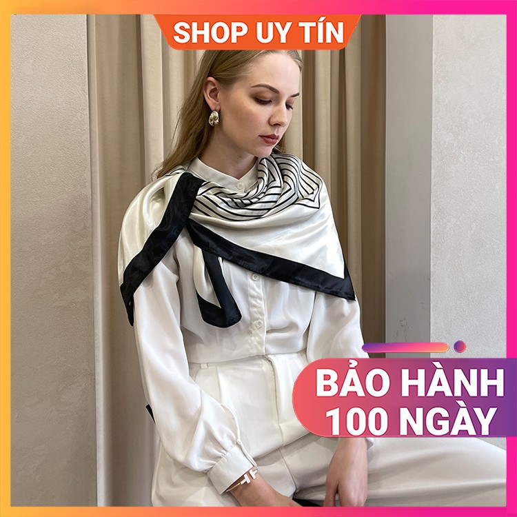 Khăn lụa vuông nữ 90 90x90cm turban bandana trùm đầu đẹp cao cấp làm áo yếm nhiều kiểu dáng màu trắng, đen, vàng, đỏ đô