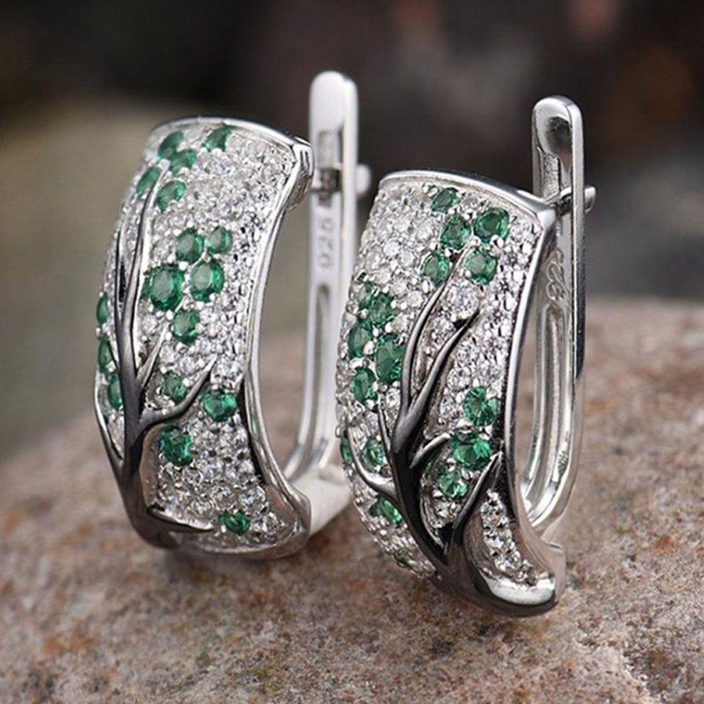 Set 2 Khuyên Tai Nữ Hình Cành Cây Trong Suốt Độc Đáo