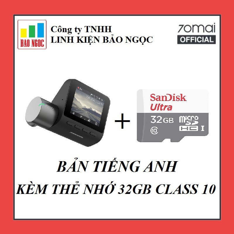 Camera hành trình Xiaomi 70mai Pro - Bản Tiếng Anh - Kèm thẻ nhớ 32GB