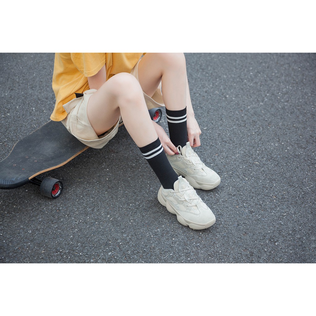 Tất vớ thể thao thời trang nam nữ kẻ ngang vintage nhiều màu cá tính