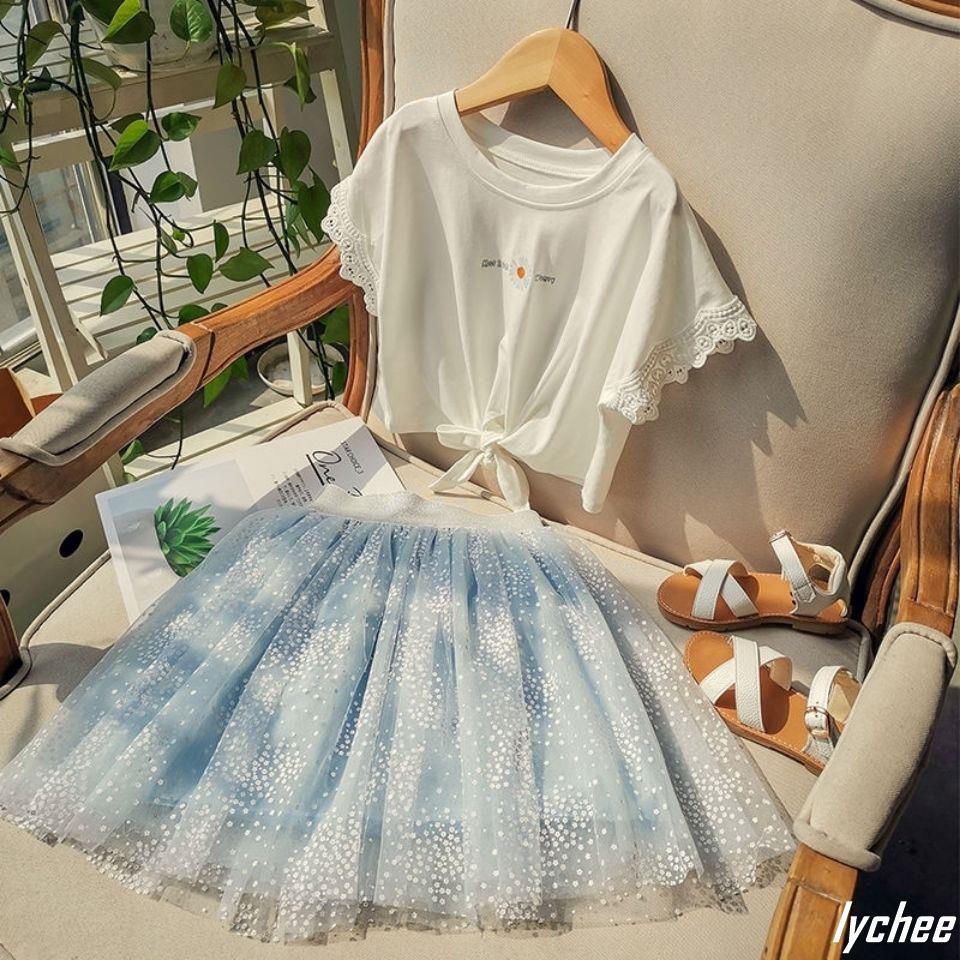 Chân váy lưới họa tiết ngôi sao thiết kế xếp ly cho bé gái từ 1-10 tuổi