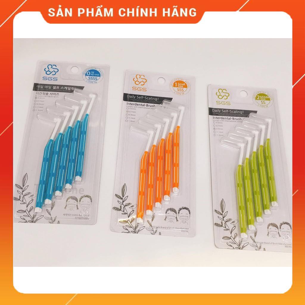 Chải kẽ răng cao cấp SGS kiểu L nhập khẩu từ Hàn Quốc (Vỉ 5 cây)